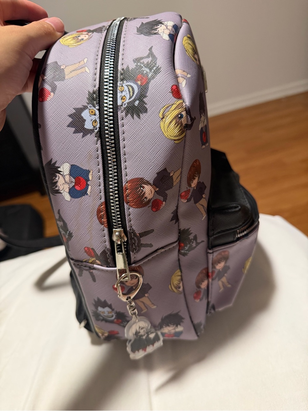 Hot Topic Lavender Death Note Mini Backpack with Character Print - Picture 3 of 7